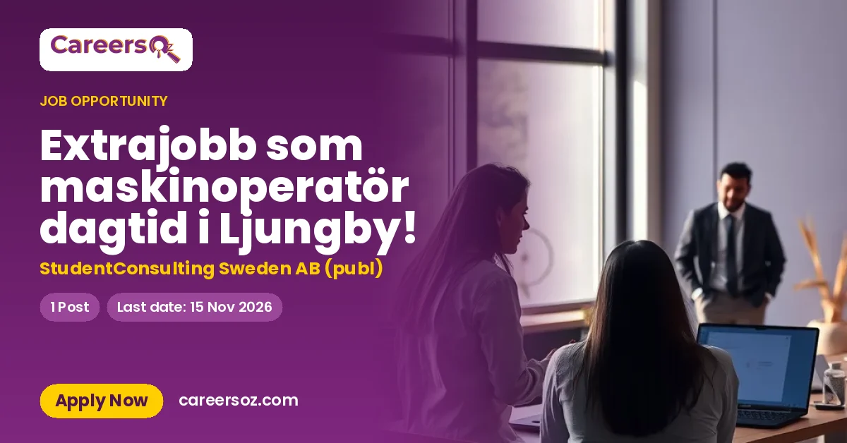 Extrajobb som maskinoperatör dagtid i Ljungby! – StudentConsulting Sweden AB (publ)