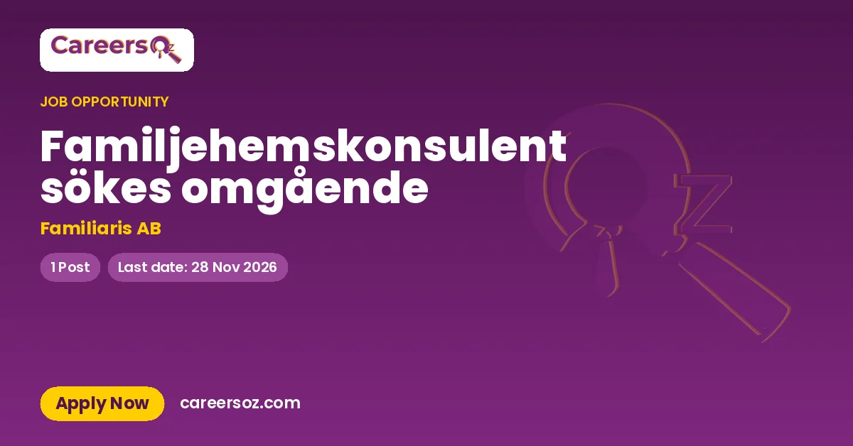 Familjehemskonsulent sökes omgående – Familiaris AB