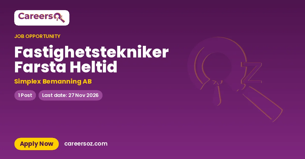Fastighetstekniker Farsta Heltid – Simplex Bemanning AB