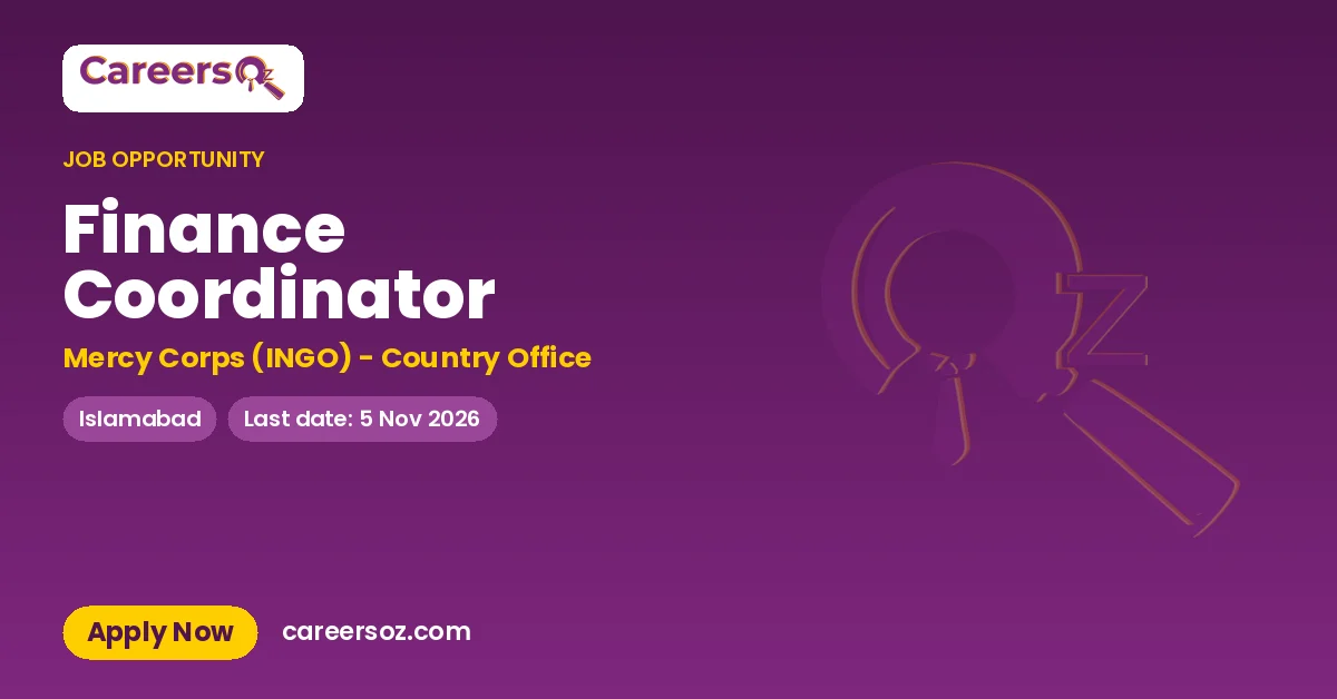 Finance Coordinator – Mercy Corps (INGO) - Country Office