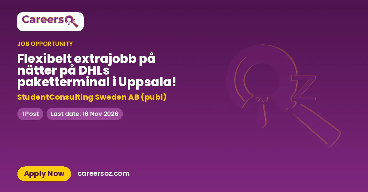 Flexibelt extrajobb på nätter på DHLs paketterminal i Uppsala! – StudentConsulting Sweden AB (publ)