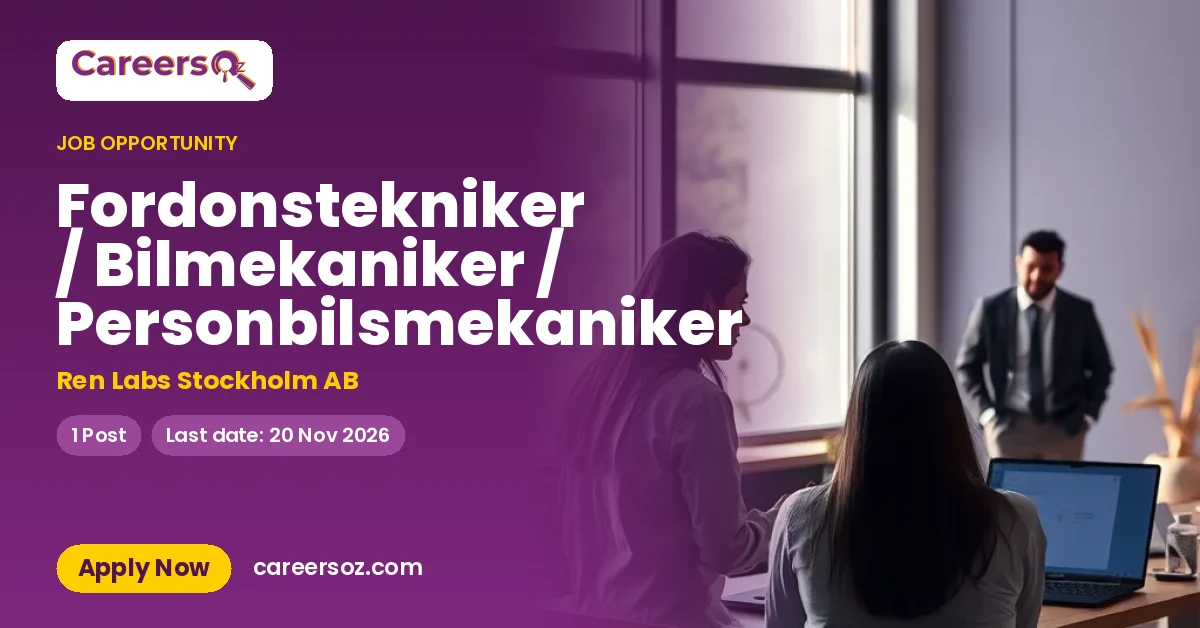Fordonstekniker / Bilmekaniker / Personbilsmekaniker – Ren Labs Stockholm AB