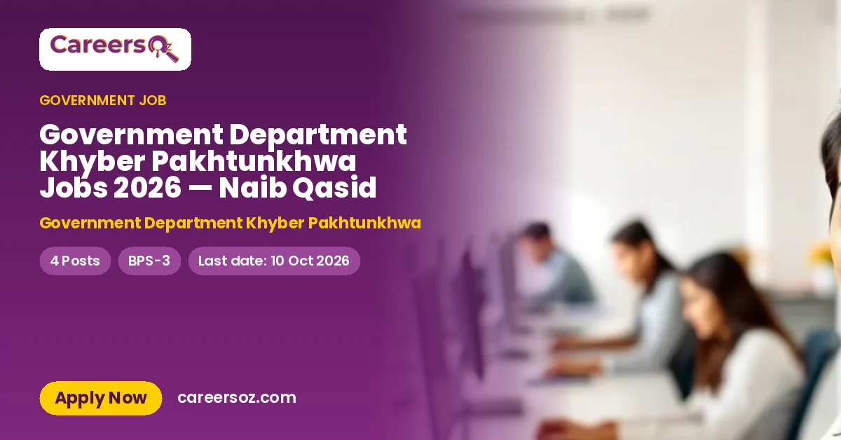 Government Department Khyber Pakhtunkhwa Jobs 2026 — Naib Qasid – Government Department Khyber Pakhtunkhwa