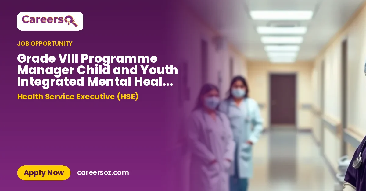 Grade VIII Programme Manager Child and Youth Integrated Mental Health Pathway NRS15584 – Health Service Executive (HSE)