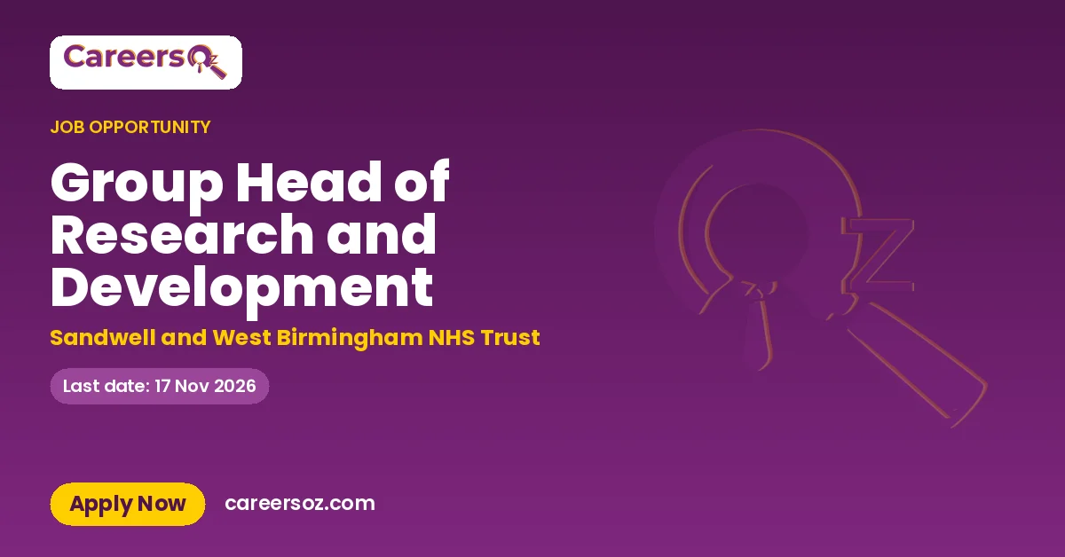 Group Head of Research and Development – Sandwell and West Birmingham NHS Trust