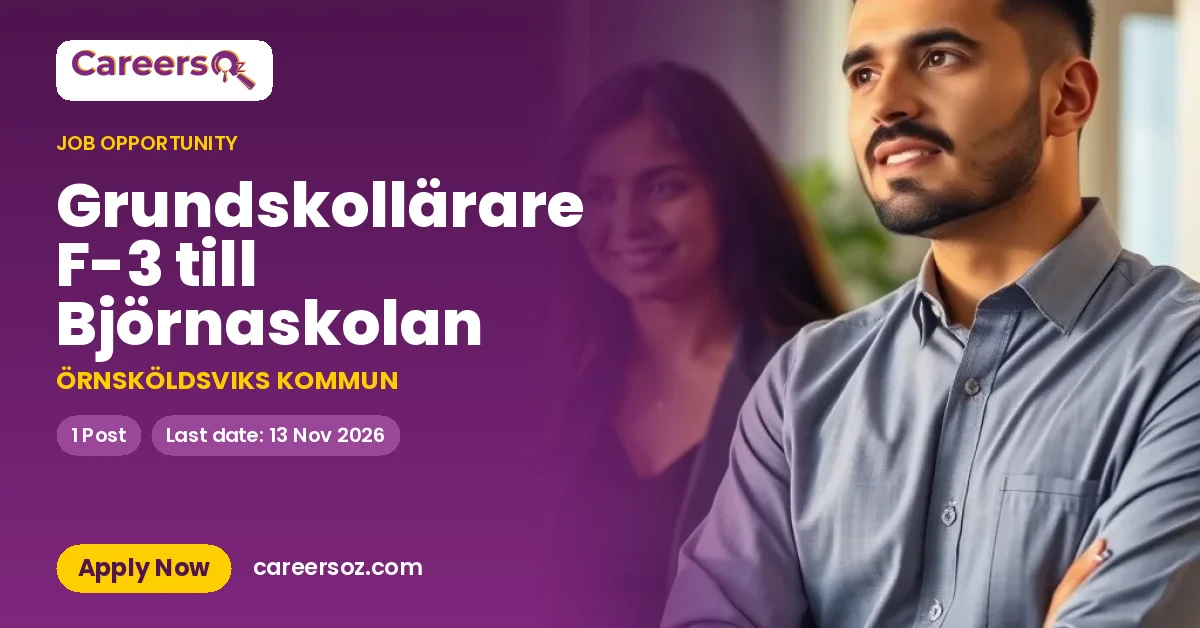 Grundskollärare F-3 till Björnaskolan – ÖRNSKÖLDSVIKS KOMMUN