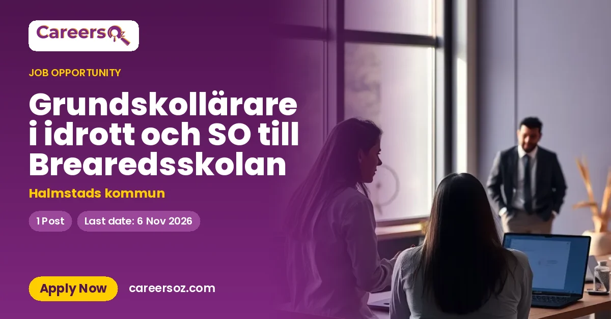 Grundskollärare i idrott och SO till Brearedsskolan – Halmstads kommun
