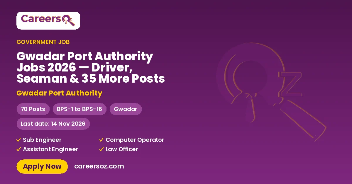 Gwadar Port Authority Jobs 2026 — Driver, Seaman & 35 More Posts – Gwadar Port Authority