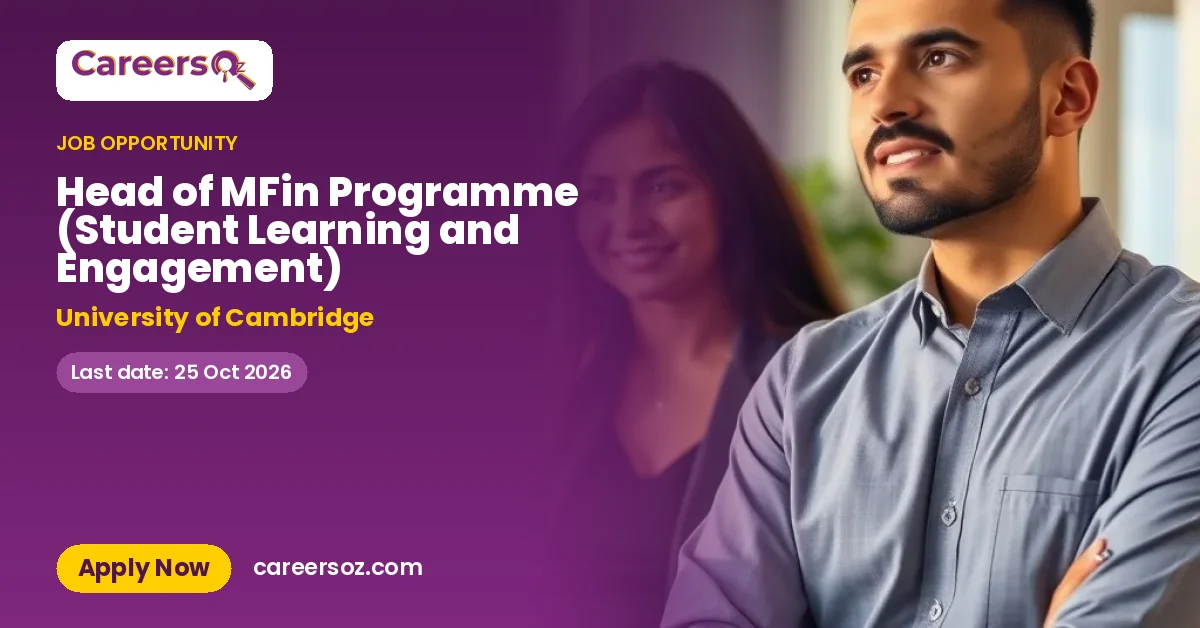 Head of MFin Programme (Student Learning and Engagement) – University of Cambridge