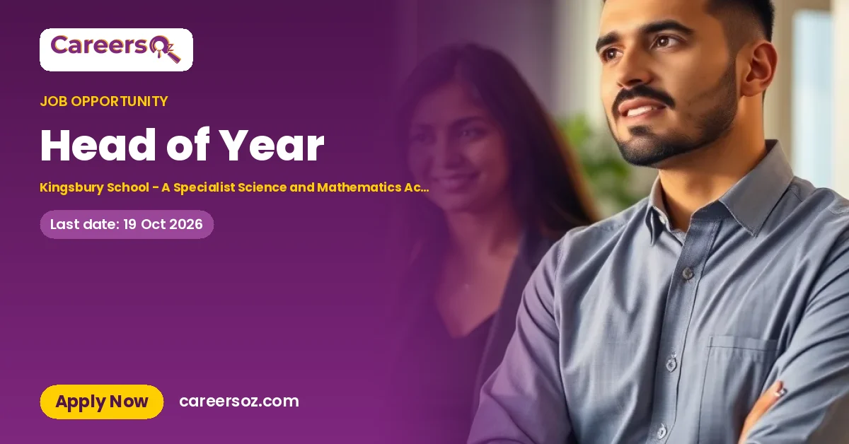 Head of Year – Kingsbury School - A Specialist Science and Mathematics Academy