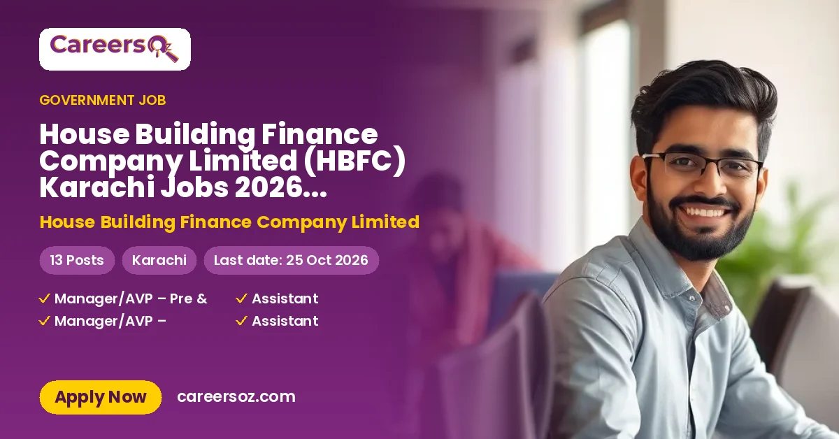House Building Finance Company Limited (HBFC) Karachi Jobs 2026 — Assistant Manager – House Building Finance Company Limited