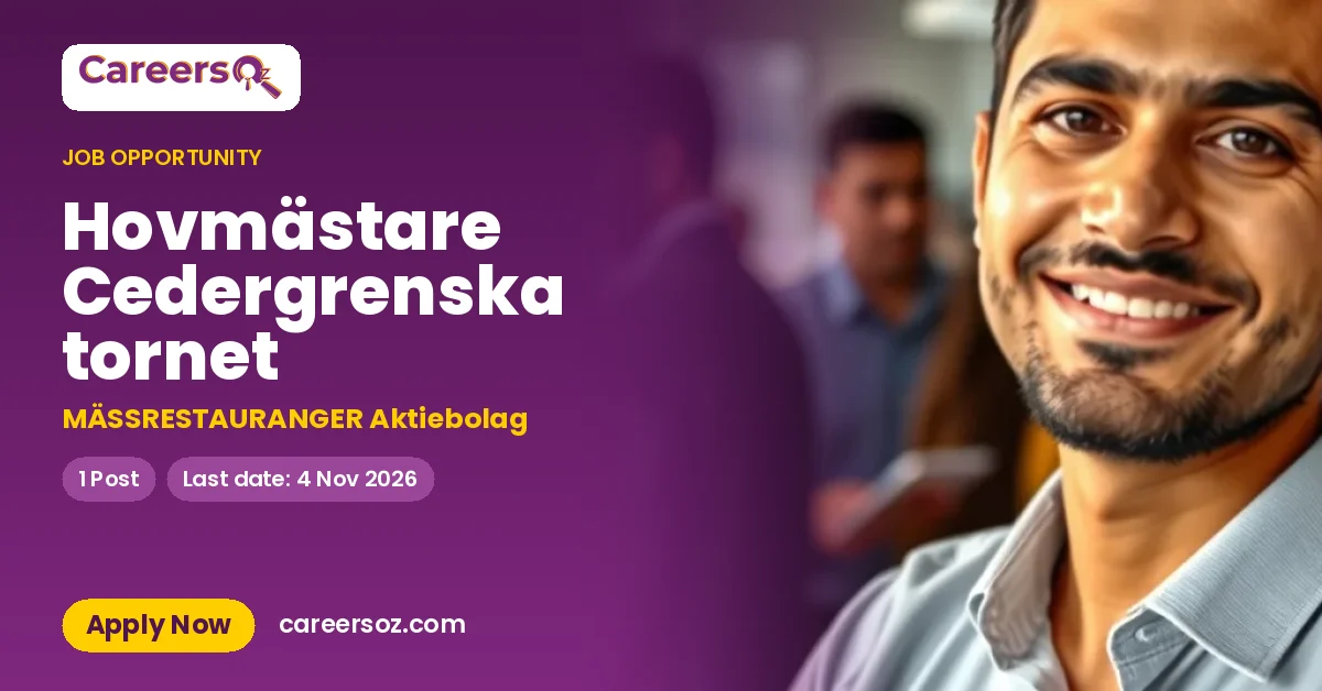 Hovmästare Cedergrenska tornet – MÄSSRESTAURANGER Aktiebolag