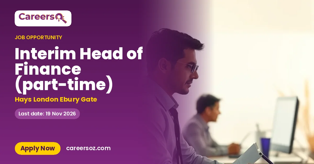 Interim Head of Finance (part-time) – Hays London Ebury Gate