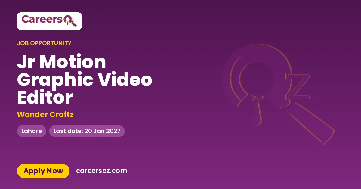 Jr Motion Graphic Video Editor – Wonder Craftz