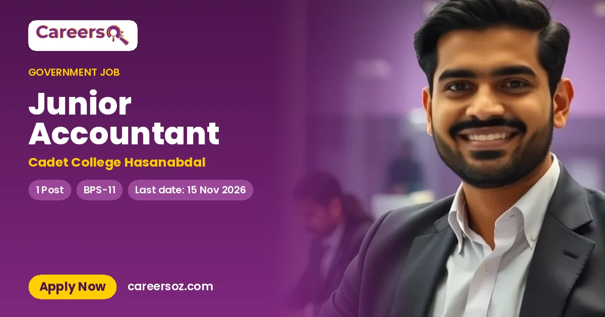 Junior Accountant – Cadet College Hasanabdal