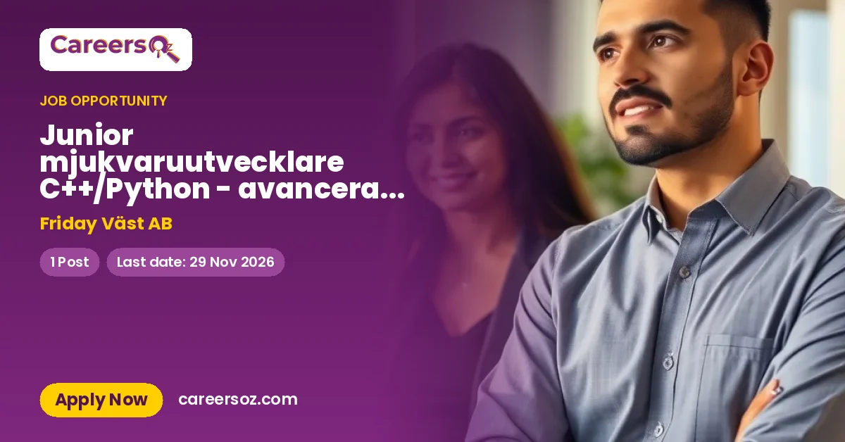 Junior mjukvaruutvecklare C++/Python - avancerade sensorsystem – Friday Väst AB