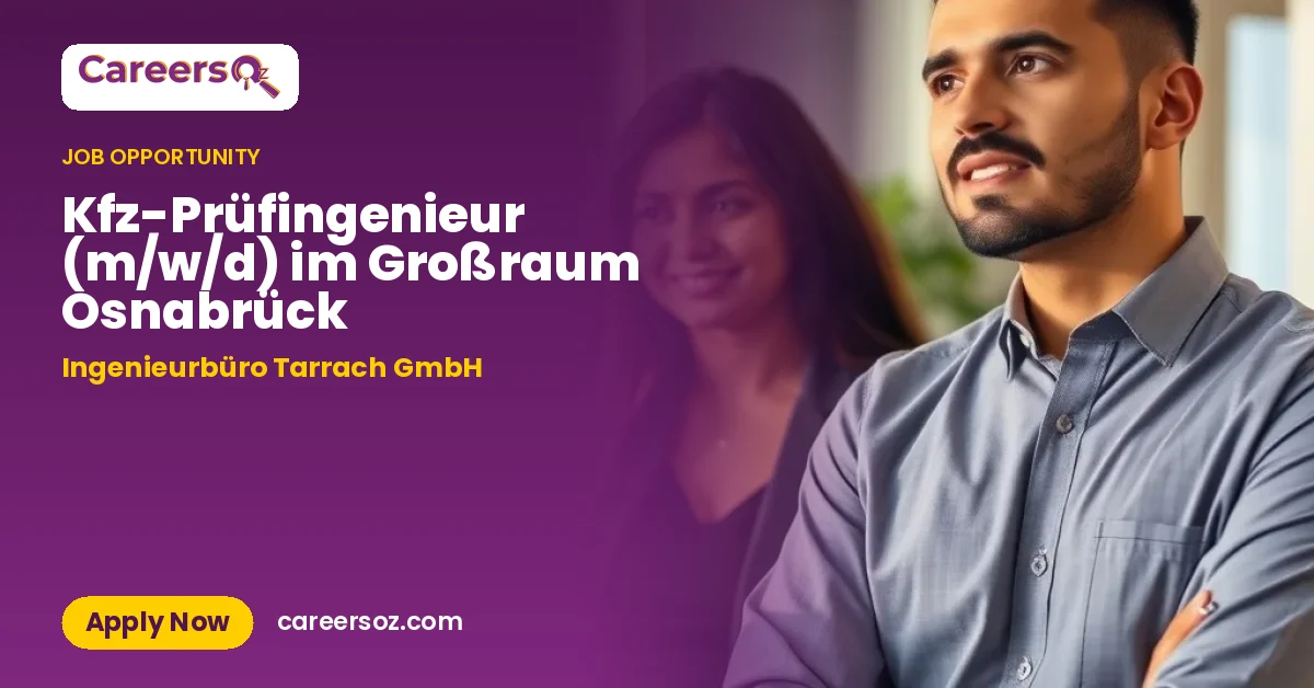 Kfz-Prüfingenieur (m/w/d) im Großraum Osnabrück – Ingenieurbüro Tarrach GmbH