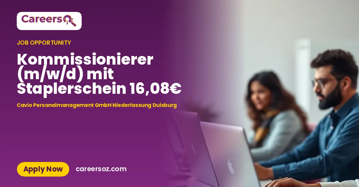 Kommissionierer (m/w/d) mit Staplerschein 16,08€ – Cavio Personalmanagement GmbH Niederlassung Duisburg