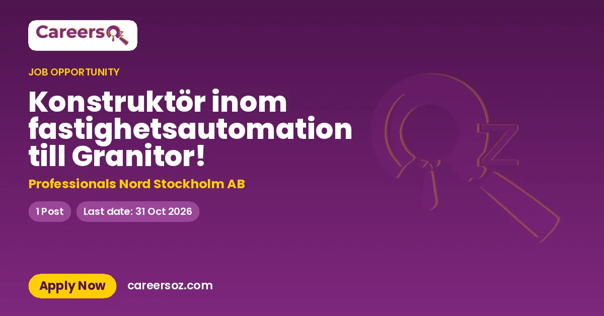 Konstruktör inom fastighetsautomation till Granitor! – Professionals Nord Stockholm AB