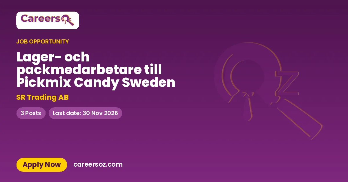 Lager- och packmedarbetare till Pickmix Candy Sweden – SR Trading AB