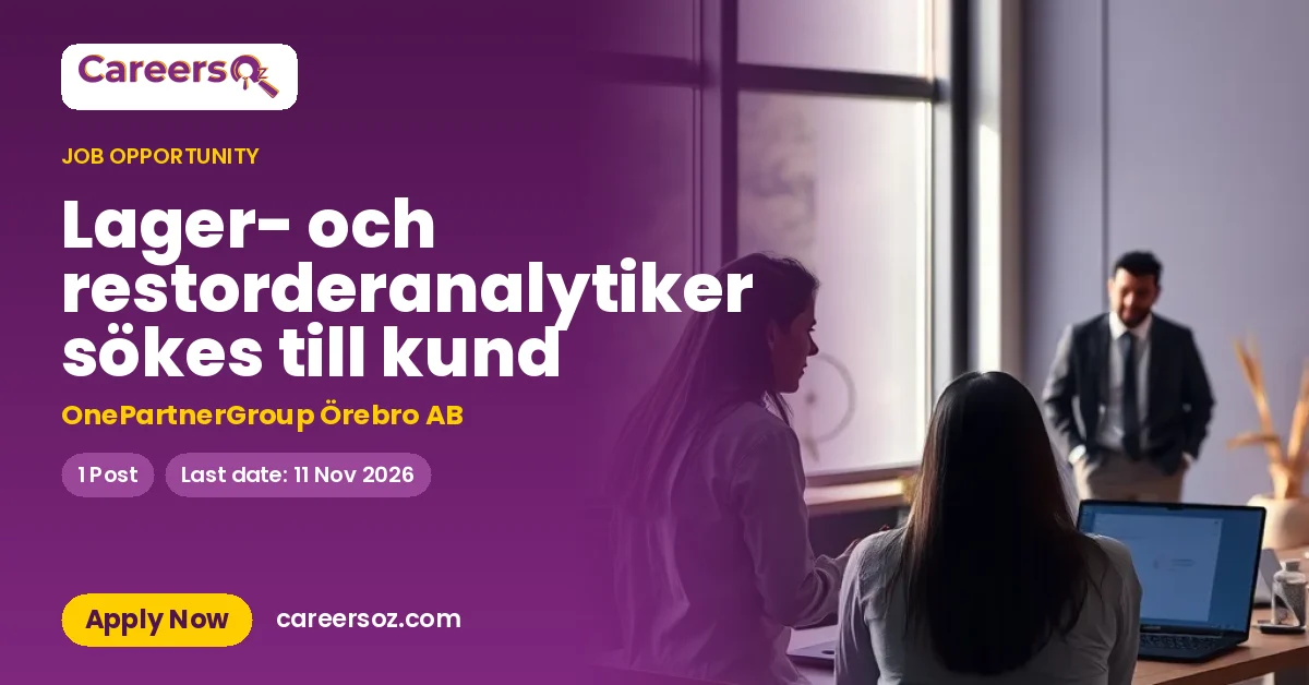 Lager- och restorderanalytiker sökes till kund – OnePartnerGroup Örebro AB
