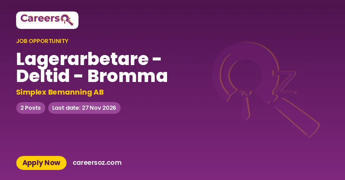 Lagerarbetare - Deltid - Bromma – Simplex Bemanning AB