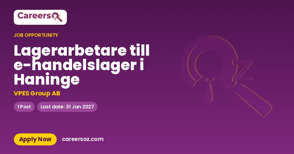 Lagerarbetare till e-handelslager i Haninge – VPES Group AB
