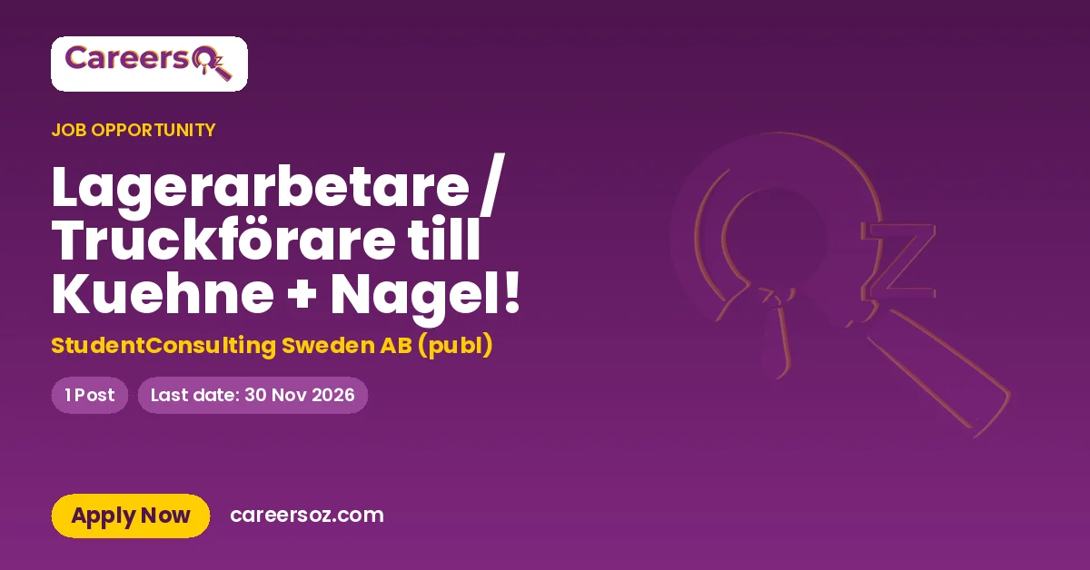 Lagerarbetare / Truckförare till Kuehne + Nagel! – StudentConsulting Sweden AB (publ)