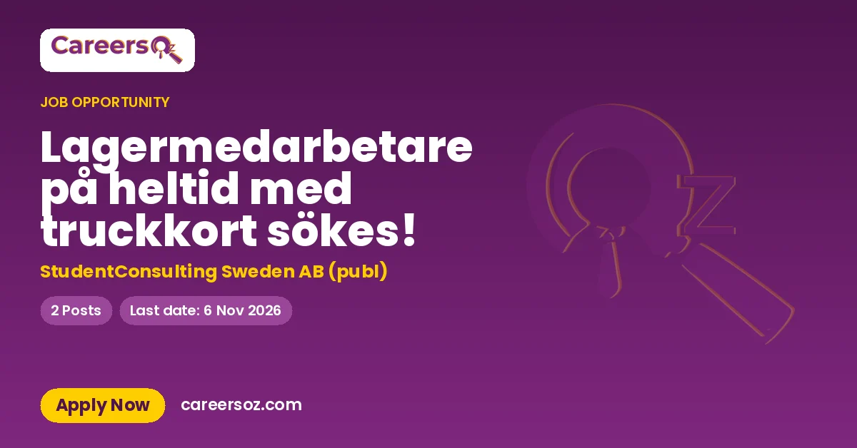 Lagermedarbetare på heltid med truckkort sökes! – StudentConsulting Sweden AB (publ)