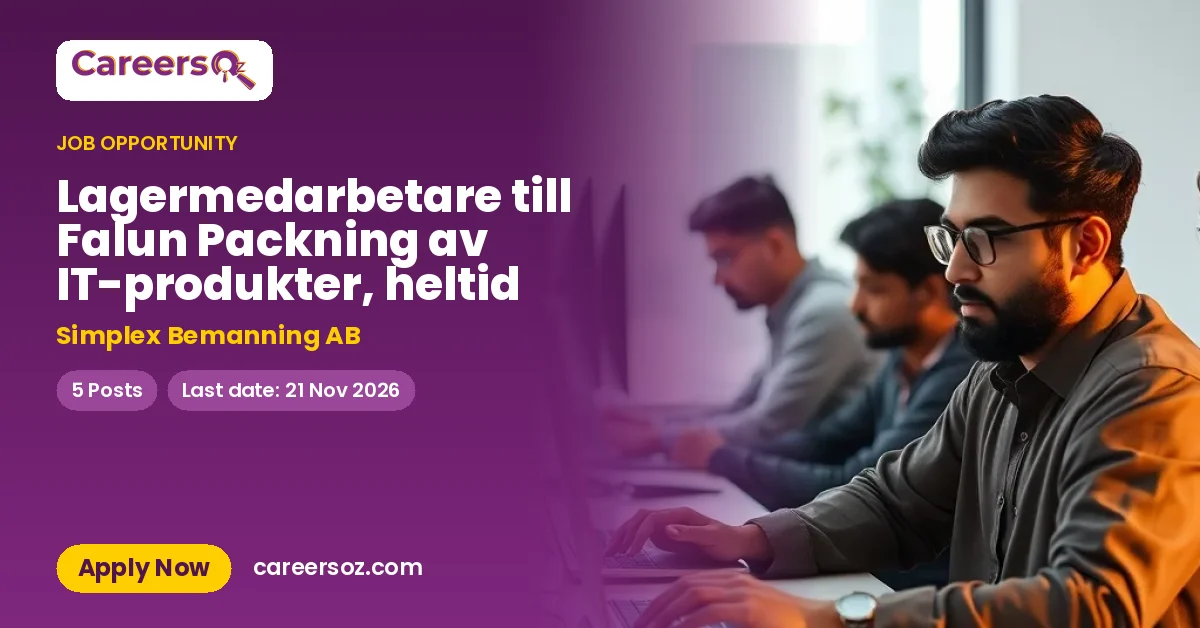 Lagermedarbetare till Falun Packning av IT-produkter, heltid – Simplex Bemanning AB