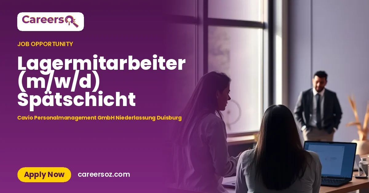 Lagermitarbeiter (m/w/d) Spätschicht – Cavio Personalmanagement GmbH Niederlassung Duisburg