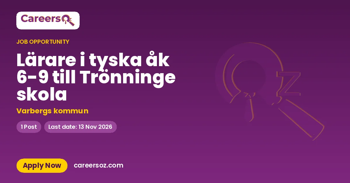 Lärare i tyska åk 6-9 till Trönninge skola – Varbergs kommun