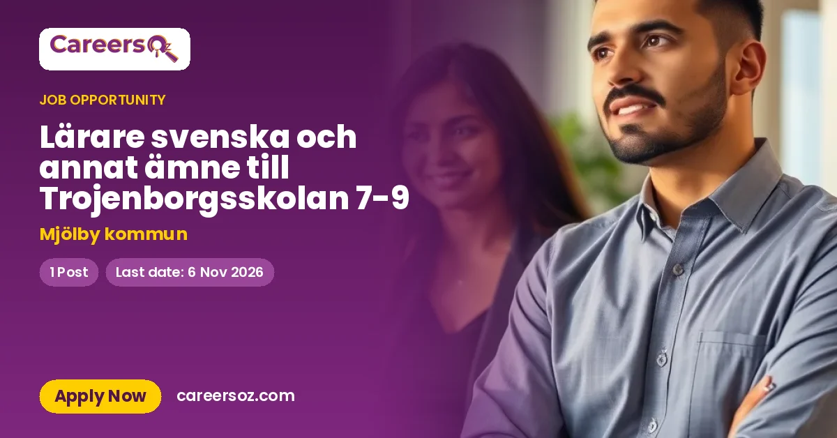Lärare svenska och annat ämne till Trojenborgsskolan 7-9 – Mjölby kommun