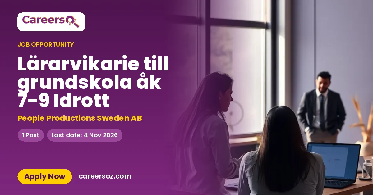 Lärarvikarie till grundskola åk 7-9 Idrott – People Productions Sweden AB