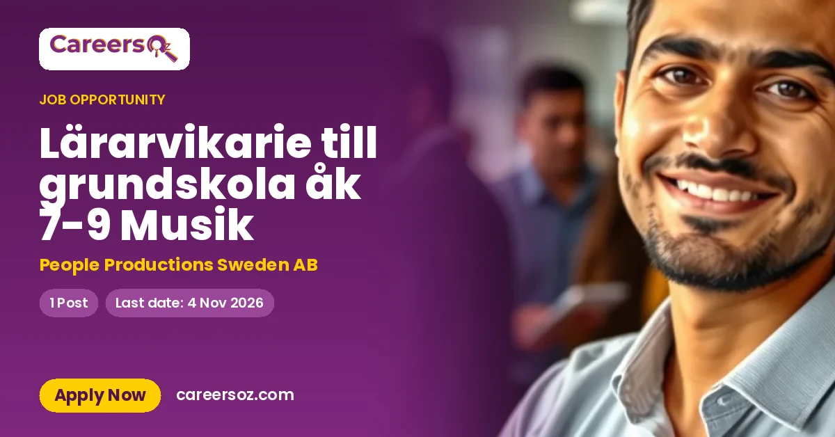 Lärarvikarie till grundskola åk 7-9 Musik – People Productions Sweden AB