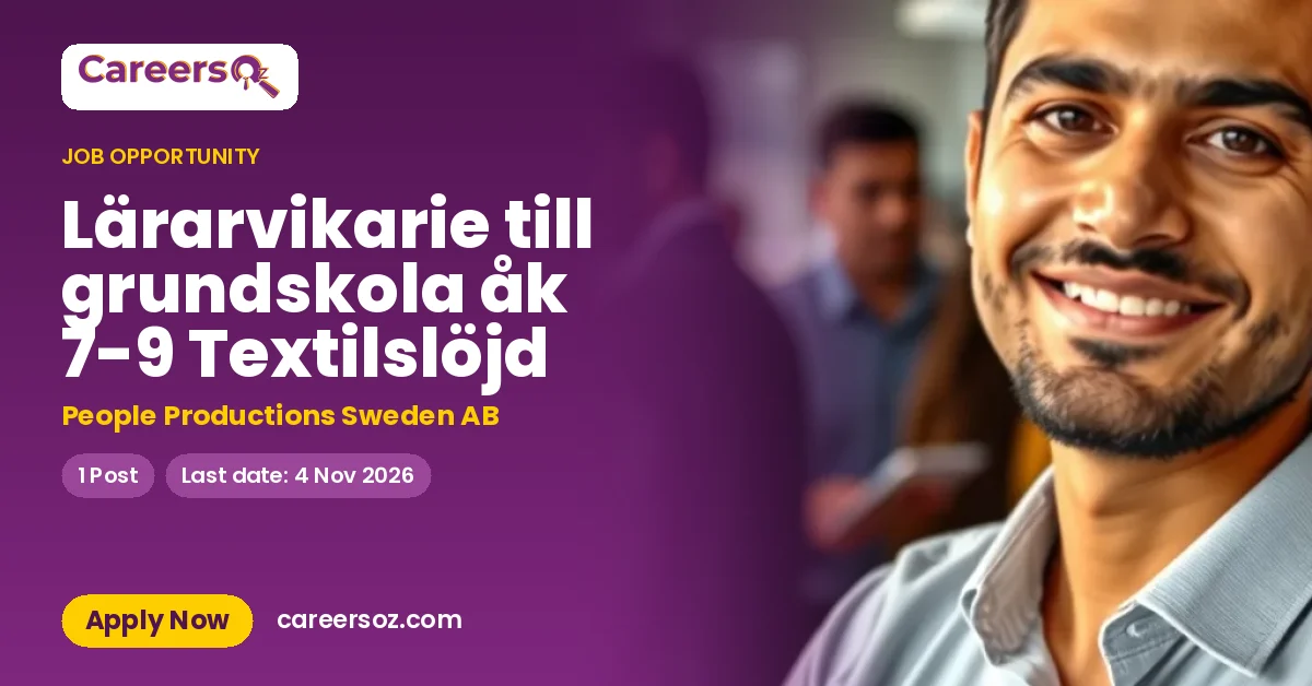 Lärarvikarie till grundskola åk 7-9 Textilslöjd – People Productions Sweden AB