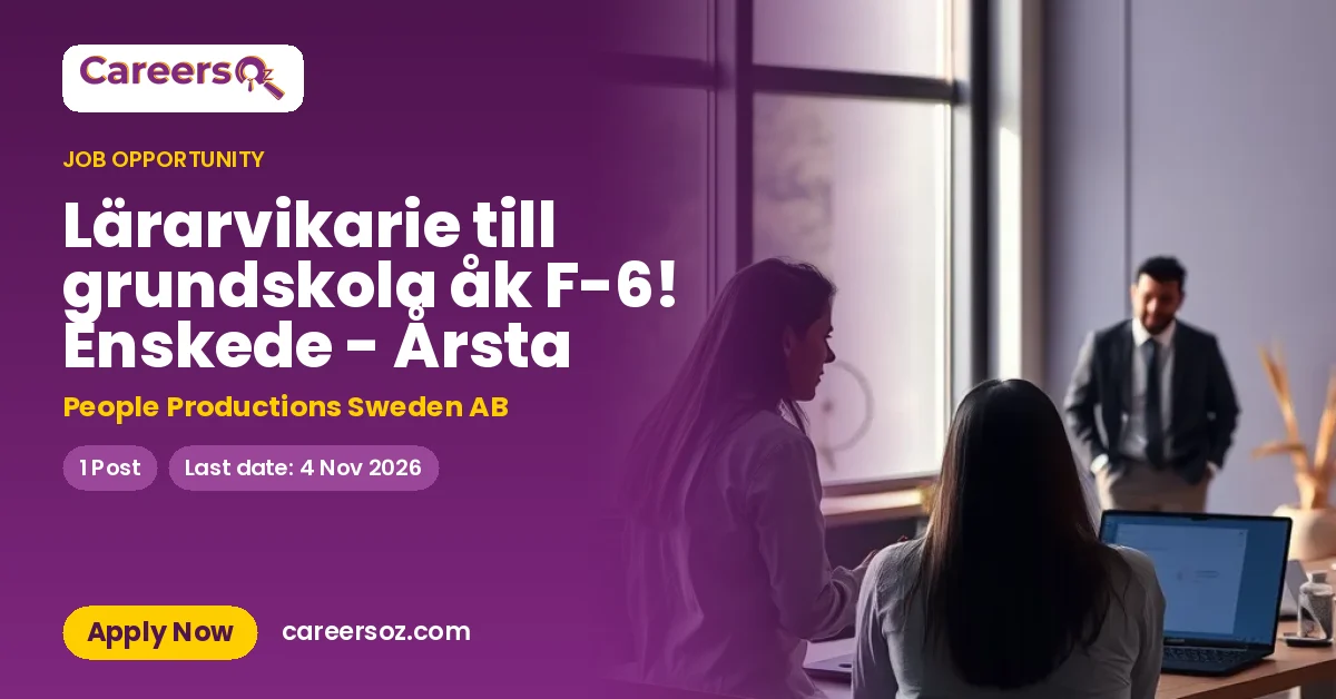 Lärarvikarie till grundskola åk F-6! Enskede - Årsta – People Productions Sweden AB