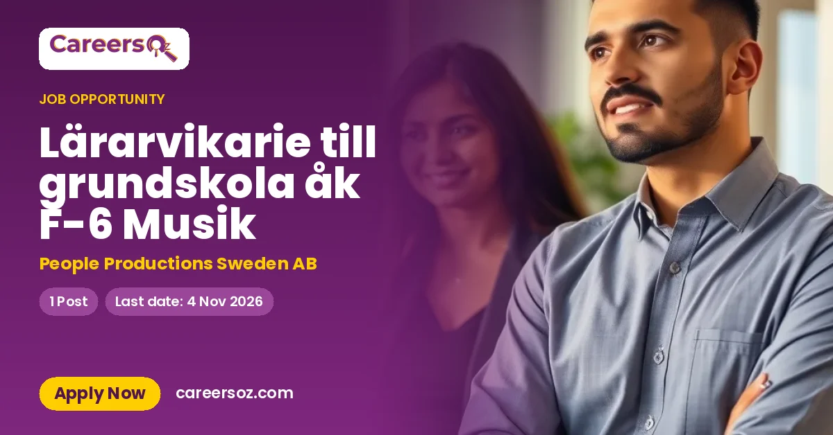 Lärarvikarie till grundskola åk F-6 Musik – People Productions Sweden AB