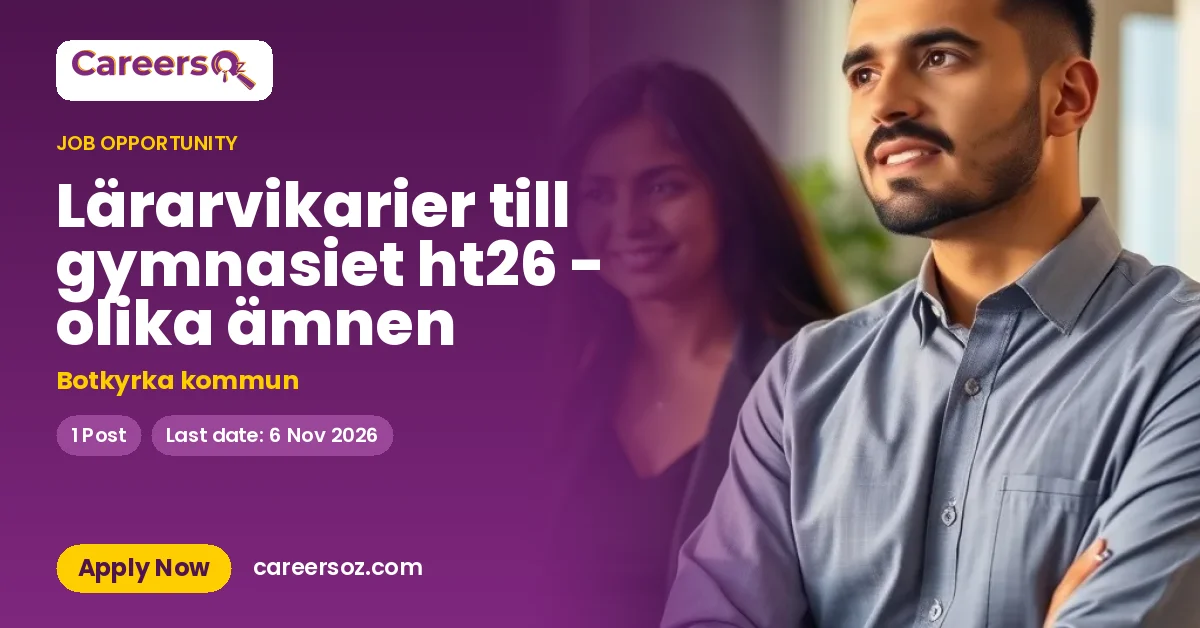 Lärarvikarier till gymnasiet ht26 - olika ämnen – Botkyrka kommun