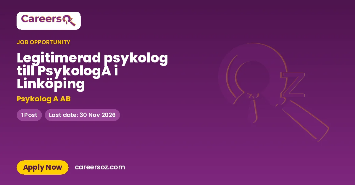 Legitimerad psykolog till PsykologA i Linköping – Psykolog A AB