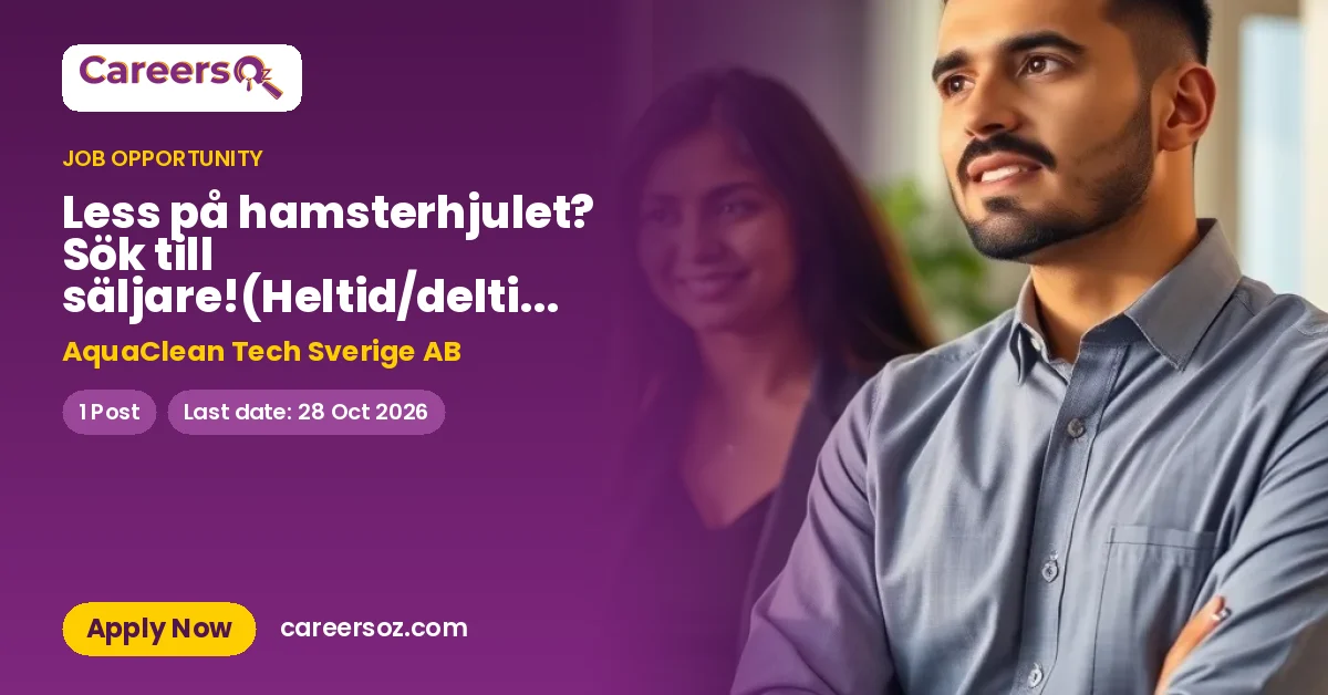Less på hamsterhjulet? Sök till säljare!(Heltid/deltid) 27450:-+ provision! – AquaClean Tech Sverige AB