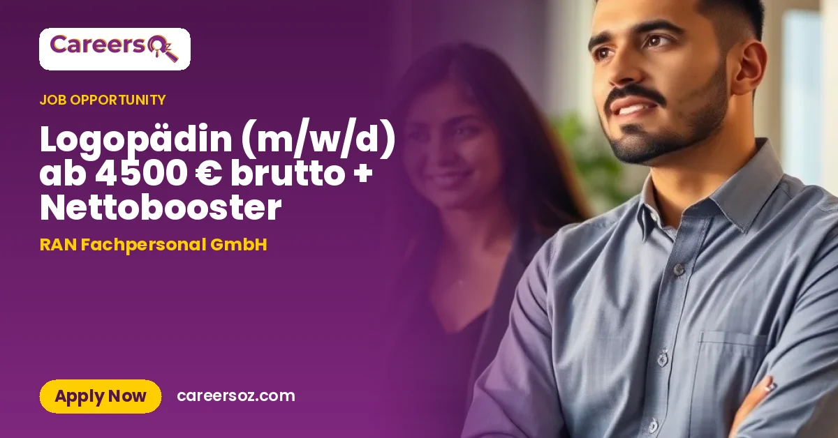 Logopädin (m/w/d) ab 4500 € brutto + Nettobooster – RAN Fachpersonal GmbH