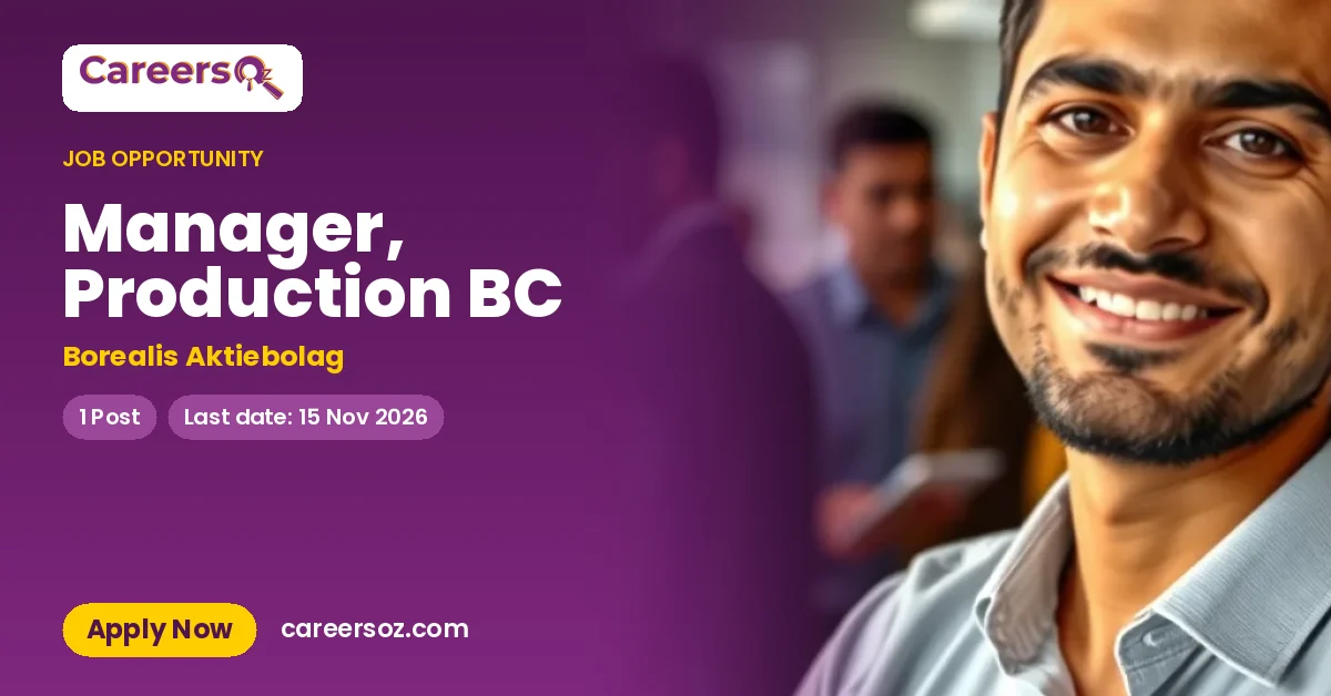 Manager, Production BC – Borealis Aktiebolag