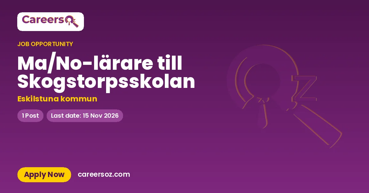 Ma/No-lärare till Skogstorpsskolan – Eskilstuna kommun