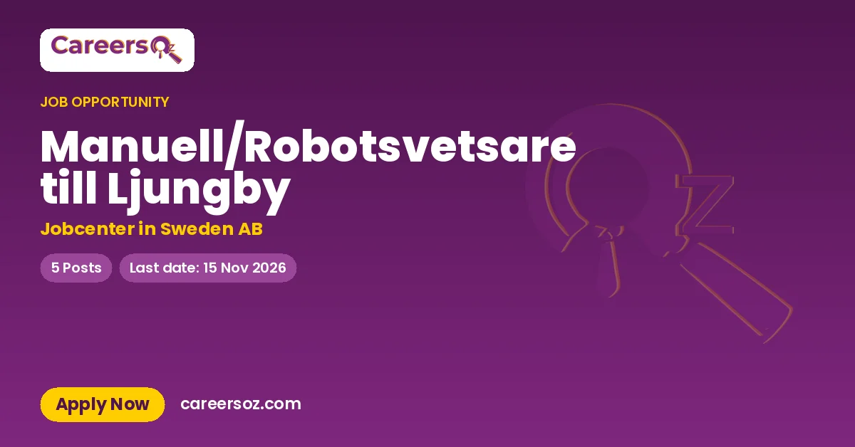 Manuell/Robotsvetsare till Ljungby – Jobcenter in Sweden AB