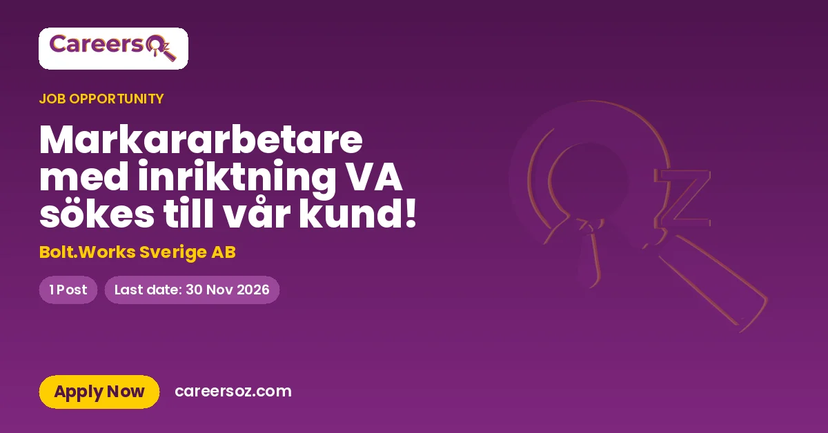 Markararbetare med inriktning VA sökes till vår kund! – Bolt.Works Sverige AB