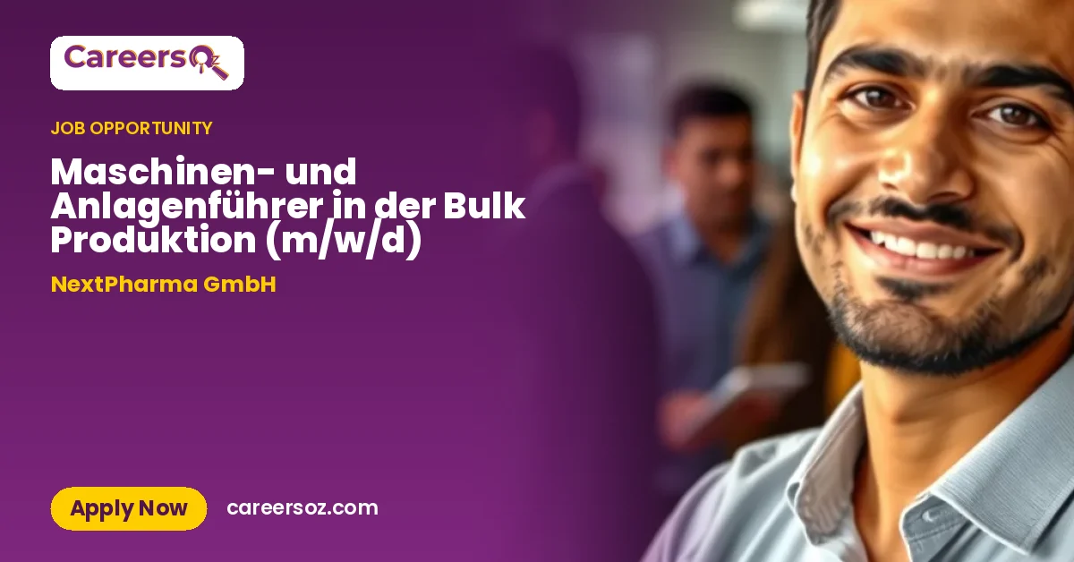 Maschinen- und Anlagenführer in der Bulk Produktion (m/w/d) – NextPharma GmbH
