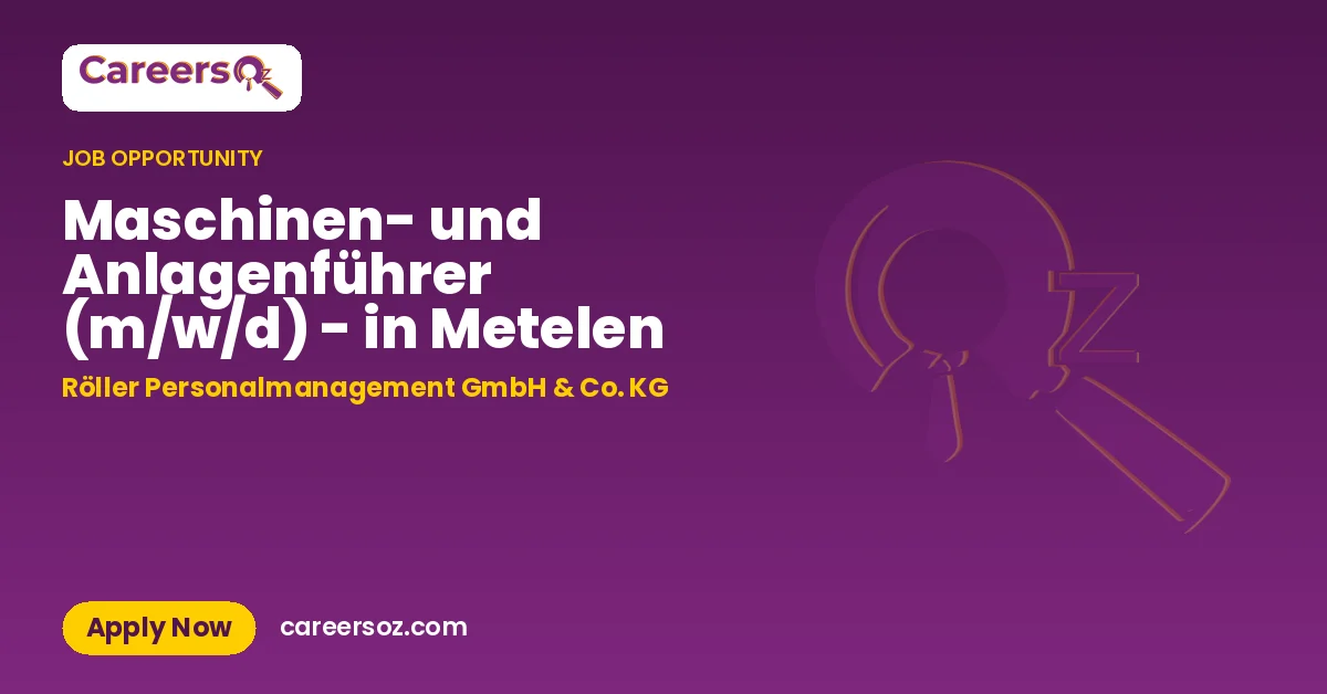 Maschinen- und Anlagenführer (m/w/d) - in Metelen – Röller Personalmanagement GmbH & Co. KG
