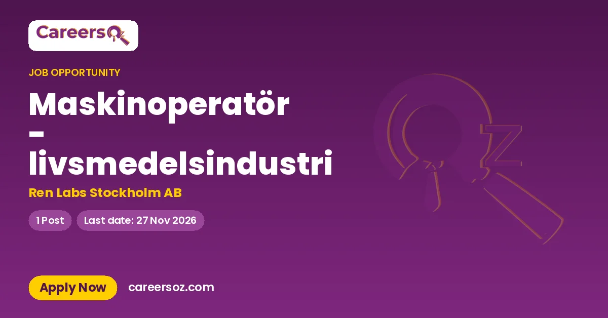 Maskinoperatör - livsmedelsindustri – Ren Labs Stockholm AB