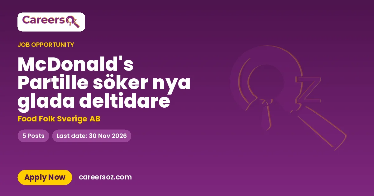 McDonald's Partille söker nya glada deltidare – Food Folk Sverige AB